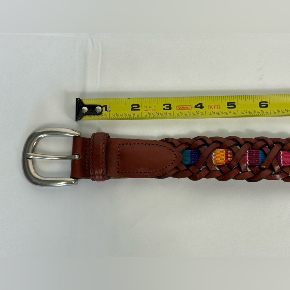 FOSSIL Brown Leather Belt Women’s Size Small Tapestry Casual Inlay - Picture 8 of 10